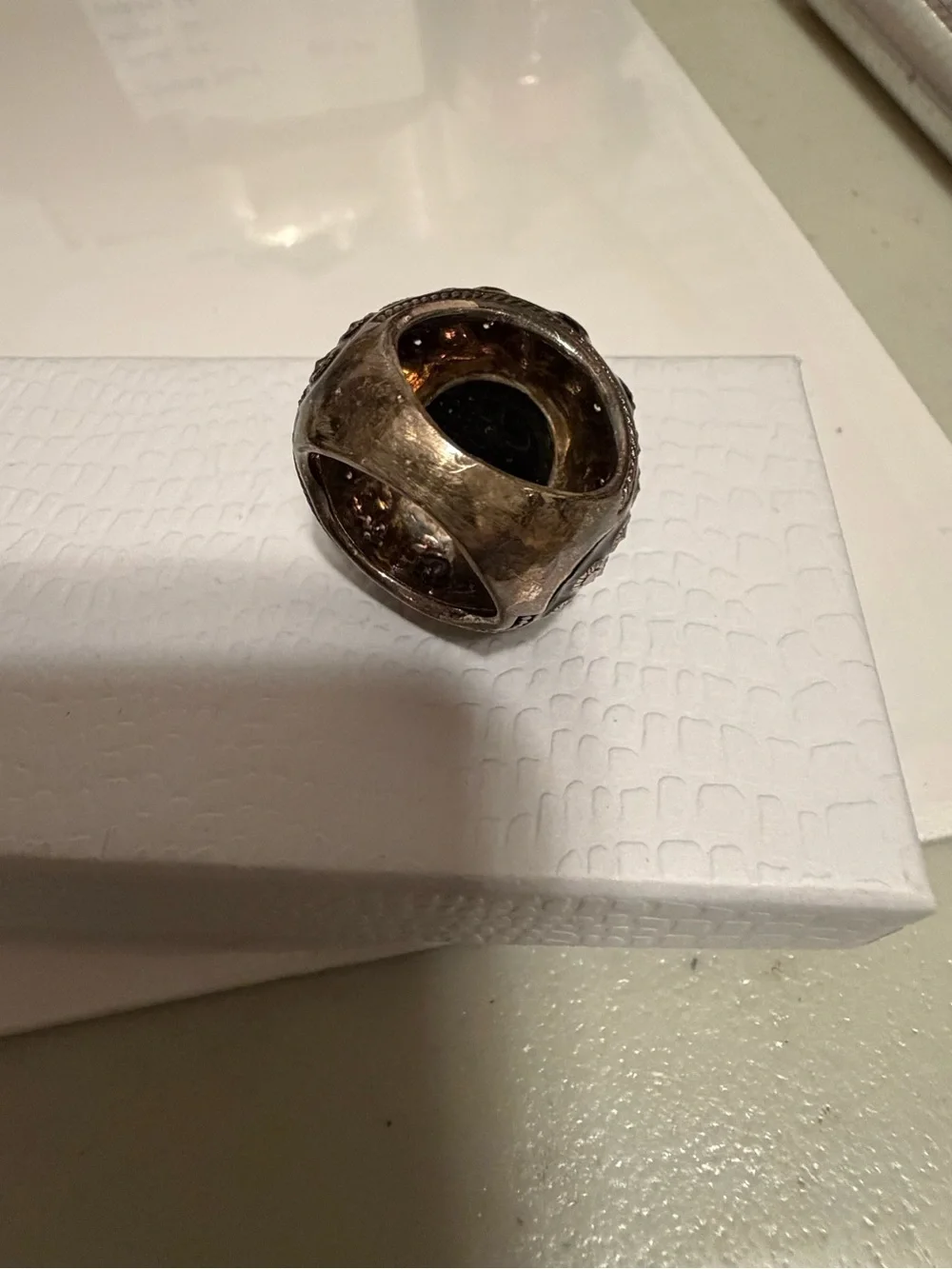 Art Deco Vintage marcasite with black Onyx sterling silver cocktail ring